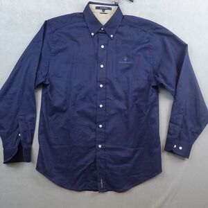 Maserati Shirt Long Sleeve Teflon Fabric Button Down Navy Mens Size Medium